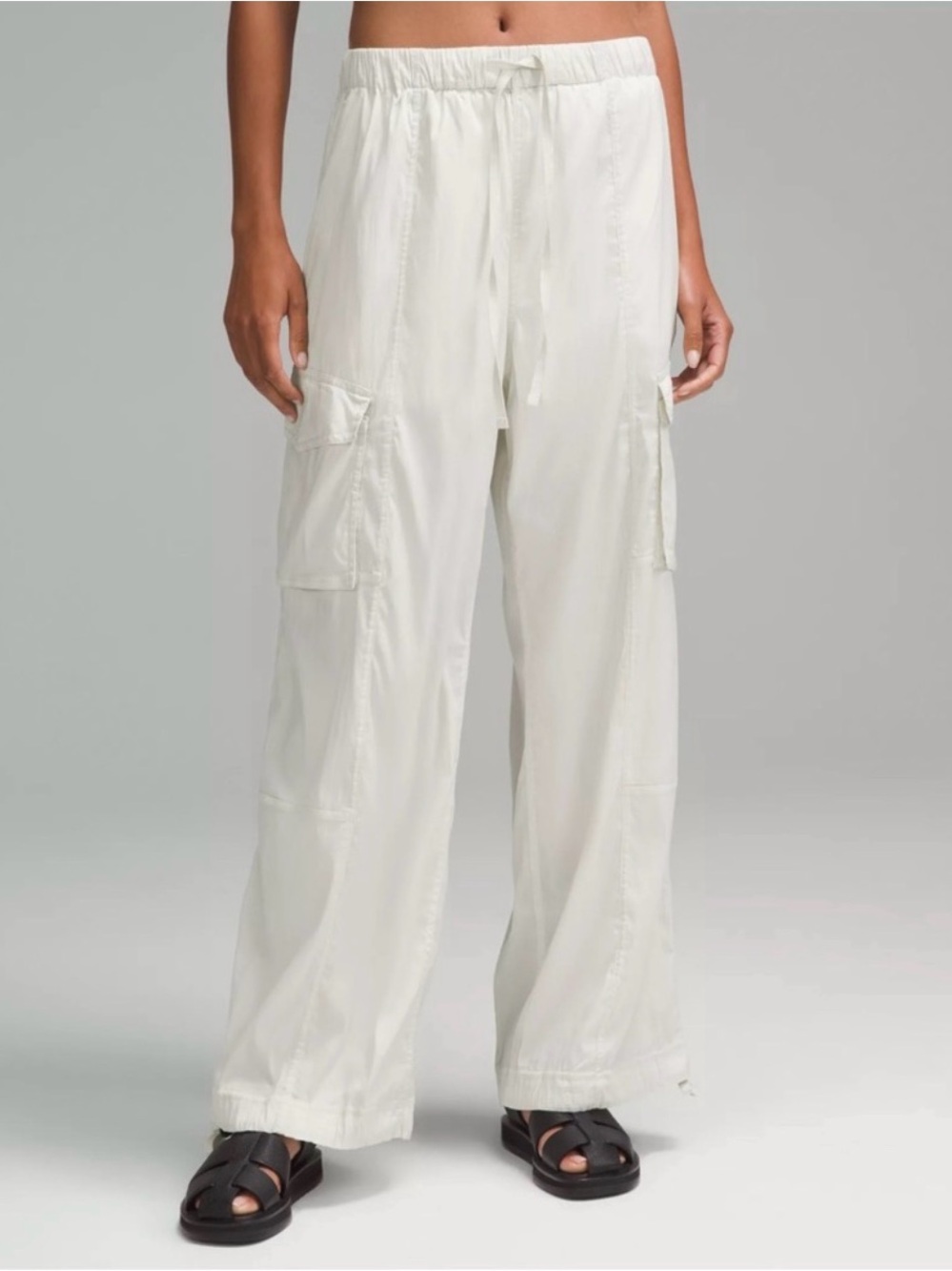 Lululemon Light Cream Cargo Pants with Drawstring Waist